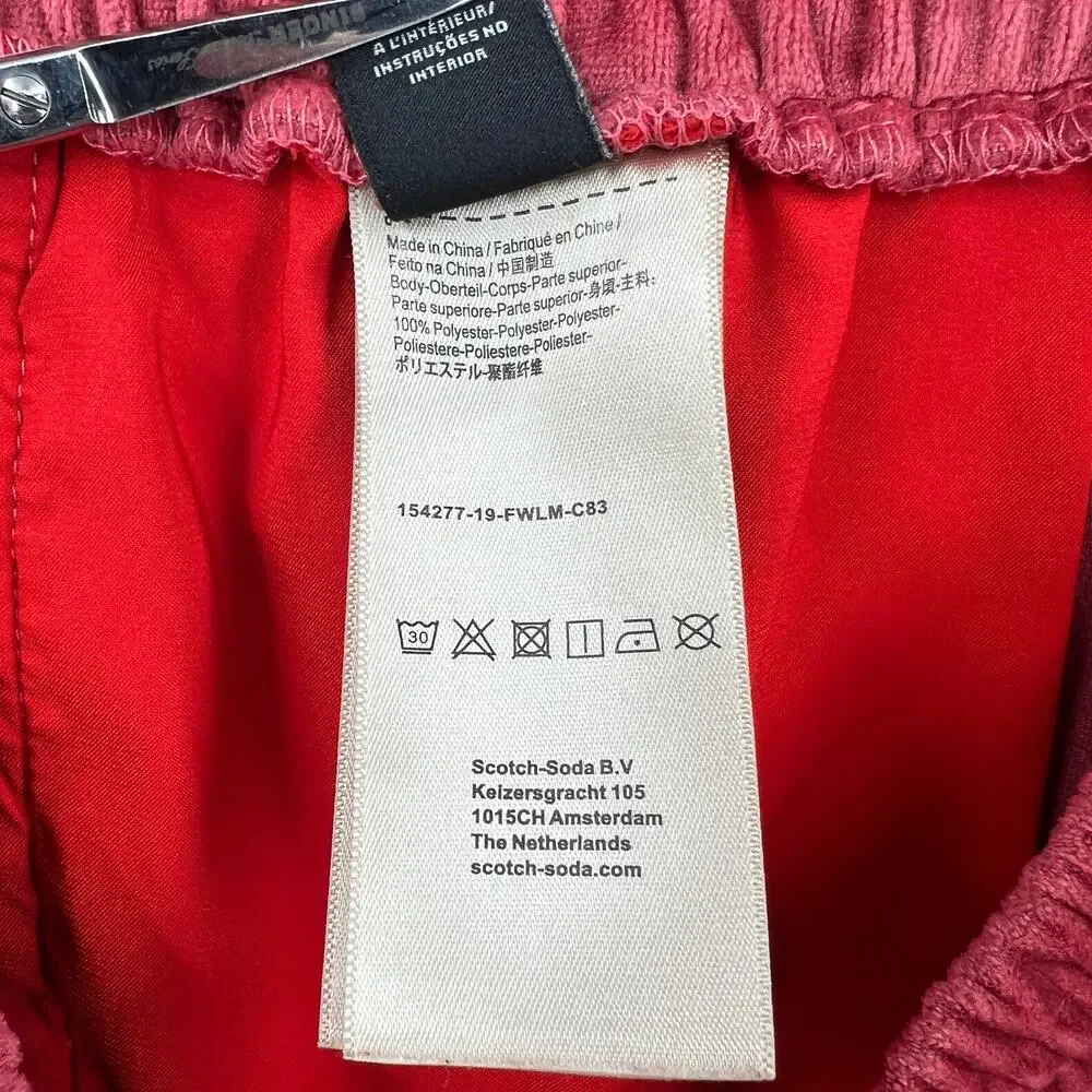 SCOTCH AND SODA The Peaks Velour Crop Track Pants Womens M Red Mid Rise Straight - Picture 13 of 16